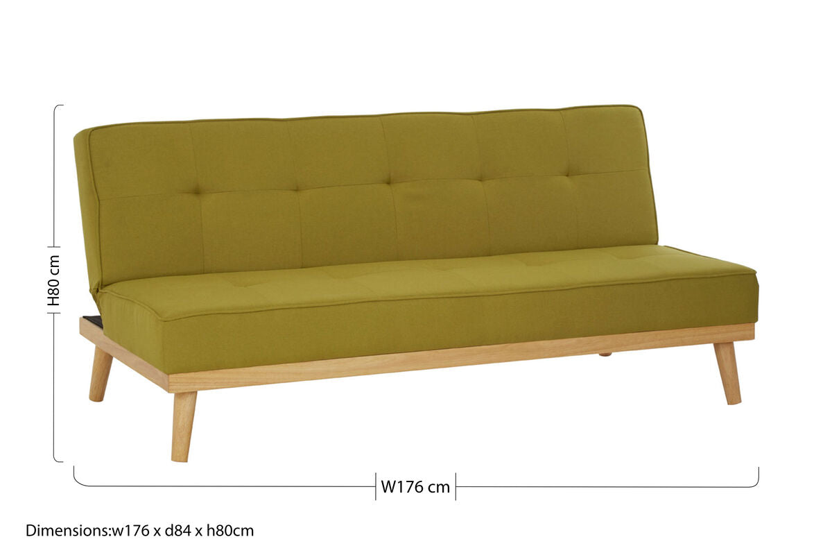 3 Seater Green Sofa Bed, Stockholm