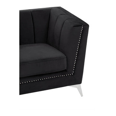 2 Seater Black Velvet Sofa, Hansa