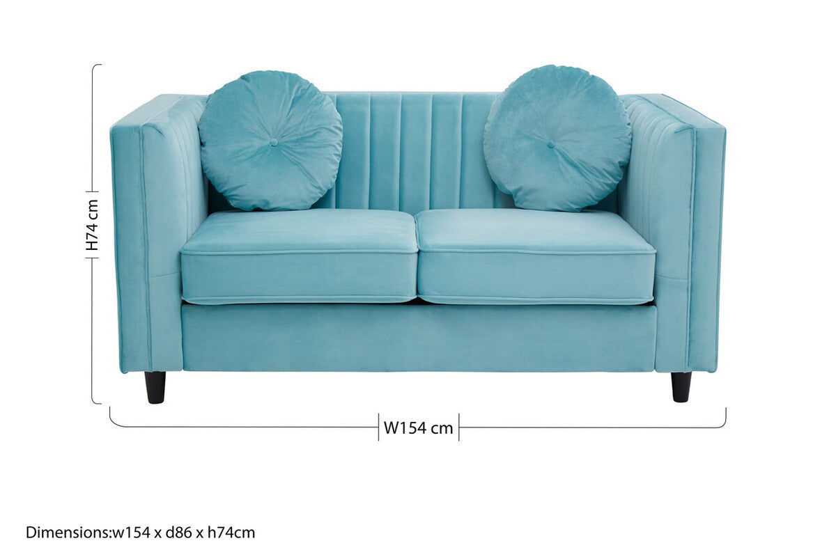 2 Seater Green Velvet Sofa, Farah