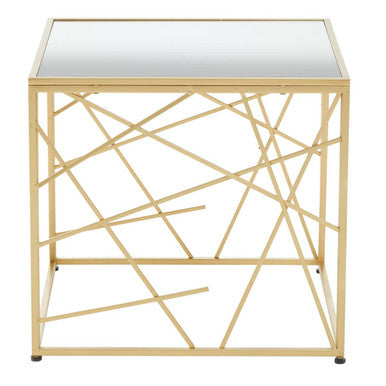 Farran Gold Finish Side Table With Mirror Top