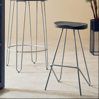 District Silver Metal Frame Bar Stool