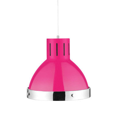 Jasper Hot Pink and Chrome Bell Shaped Pendant Light