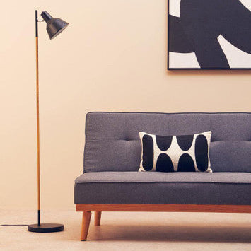 Bryant Black Metal and Wood Floor Lamp