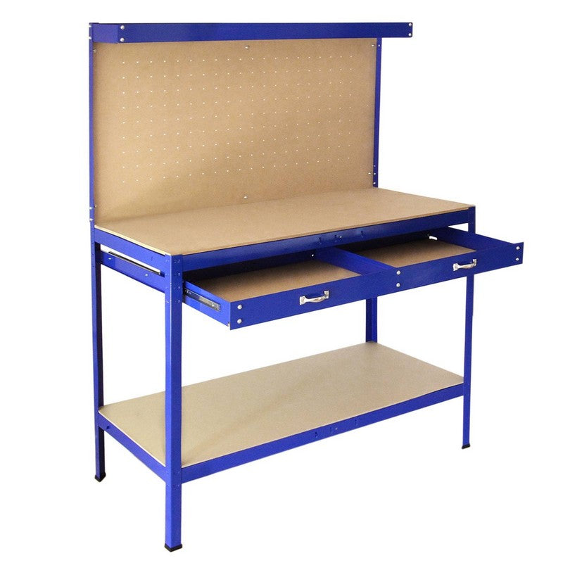 Raven Q-Rax 3' 11" x 1' 11" Not Applicable Workbench with Pegboard, Drawer & Light - Classic