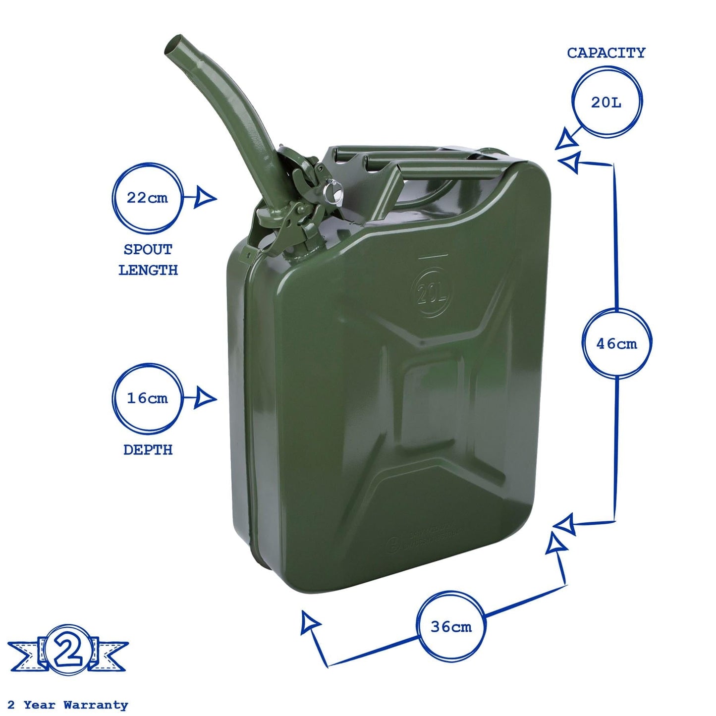 20L Steel Jerry Can with Spout