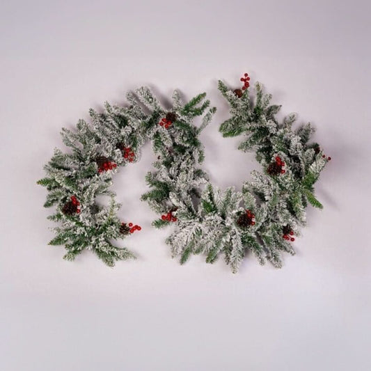 9FT Artificial Snow Dusted Christmas Garland