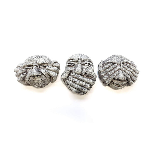 Hear See & Speak No Evil Gargoyle Set Funny Face Wall Plaques Tree Decoration