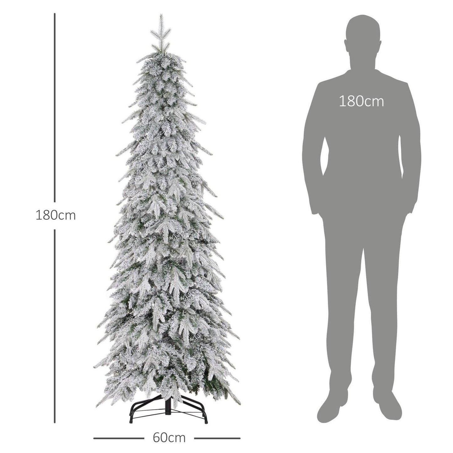 6ft Slim Christmas Tree Artificial - White Frosted Green Slim 600 Tips
