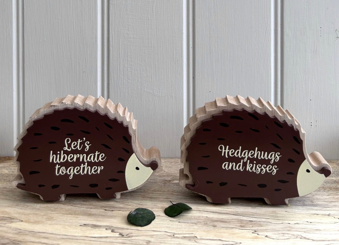 Wooden hedgehog double layer plaque