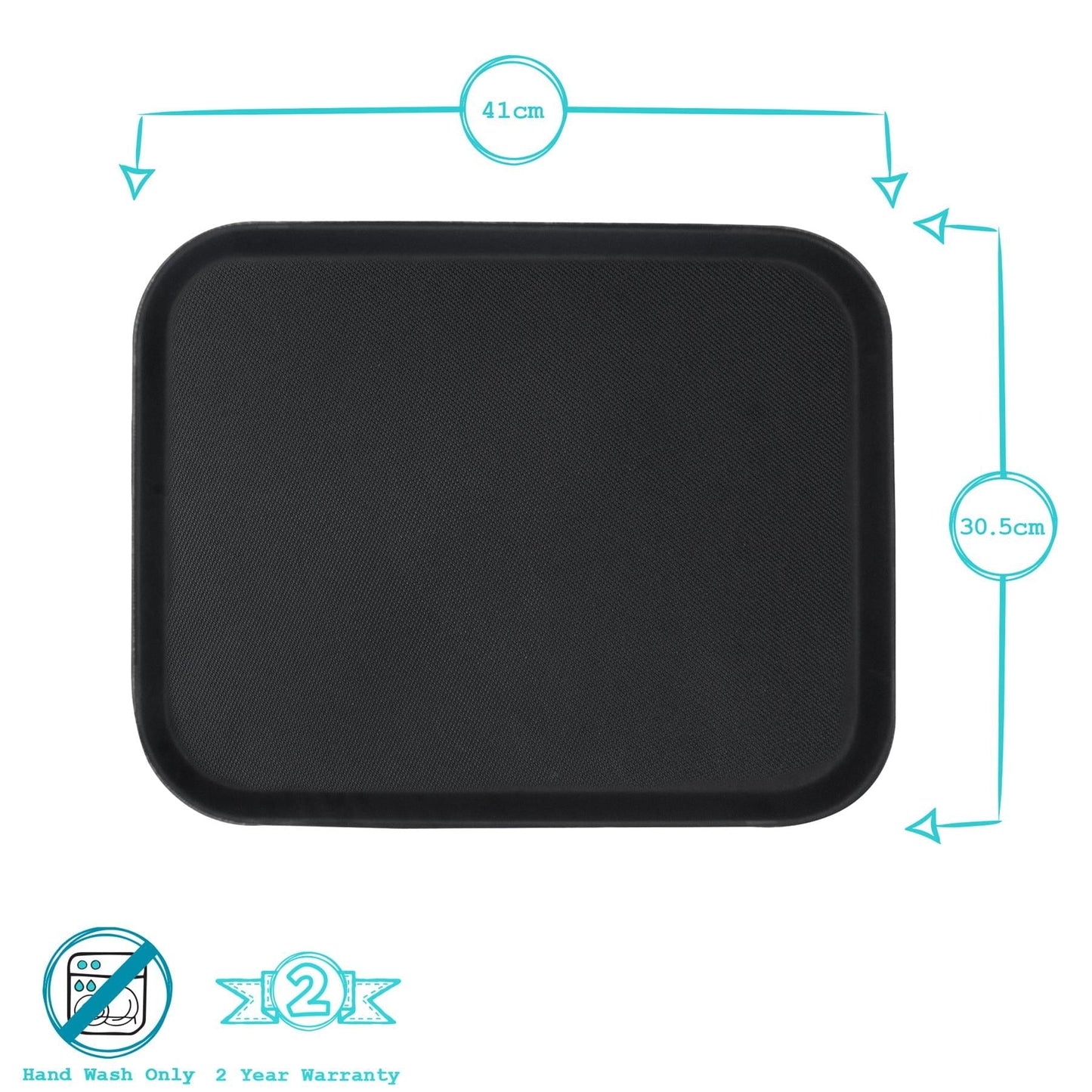 Black 41cm x 30.5cm Rectangle Non-Slip Serving Tray