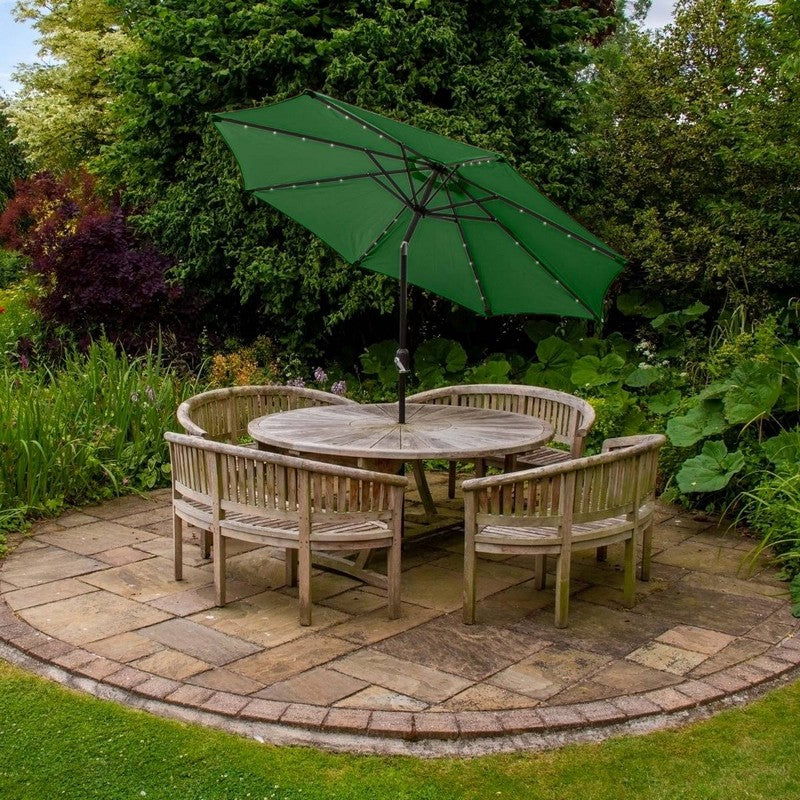 Solar LED Tilt Garden Parasol by Raven - 2.7M Green