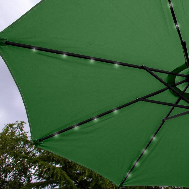 Solar LED Tilt Garden Parasol by Raven - 2.7M Green