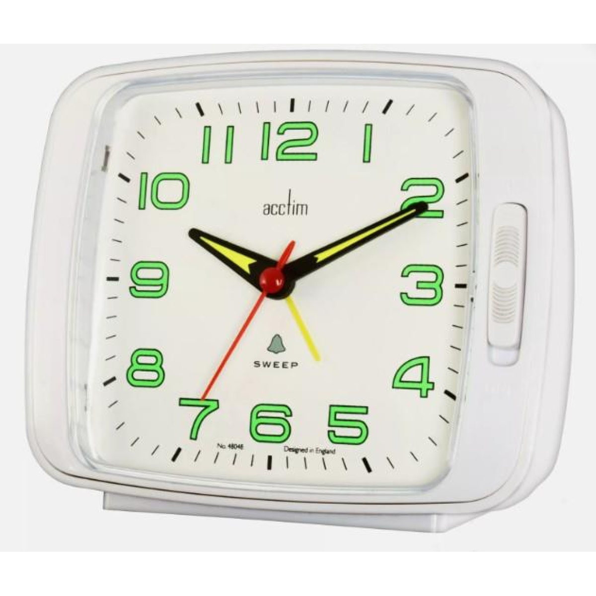 Acctim Ada Luminous tipped hands and numbers with Snooze White Alarm Clock 15702