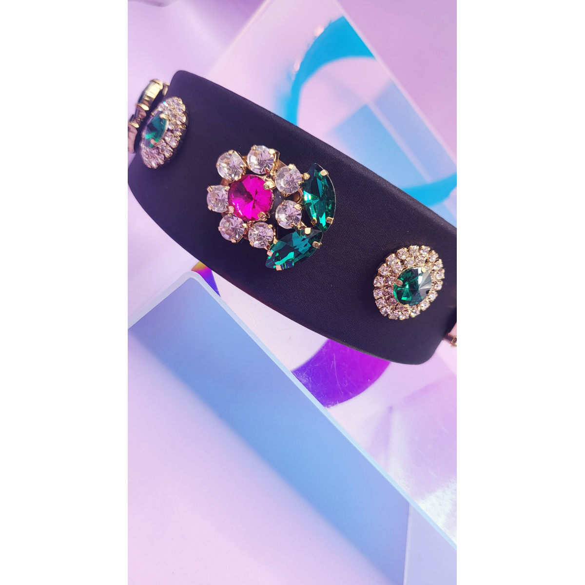 Black Flower Crystal Hair band