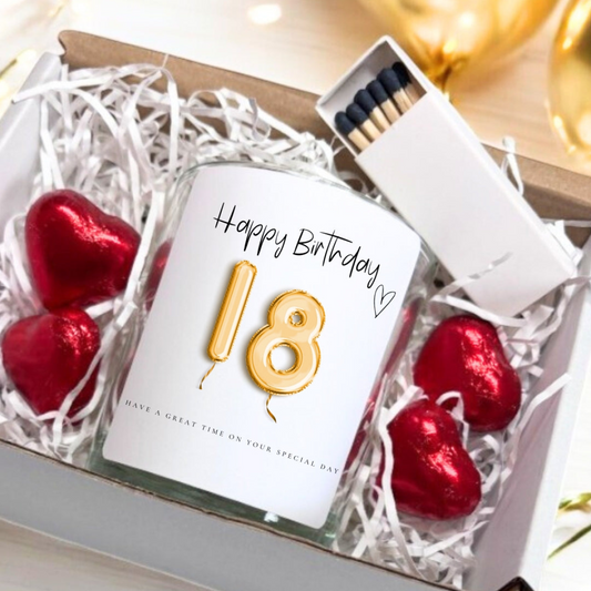 18th Birthday Gold Balloons Candle Gift Set | Birthday Gift for Daughter
