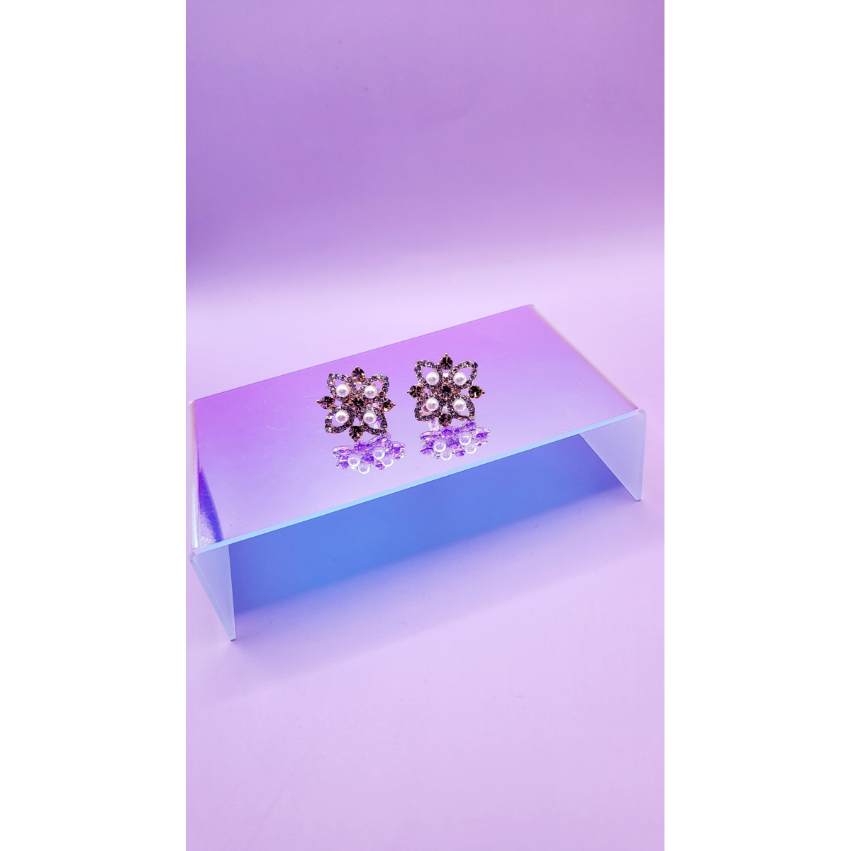 Pearl Flower Crystal Non Pierced Clip On Earrings