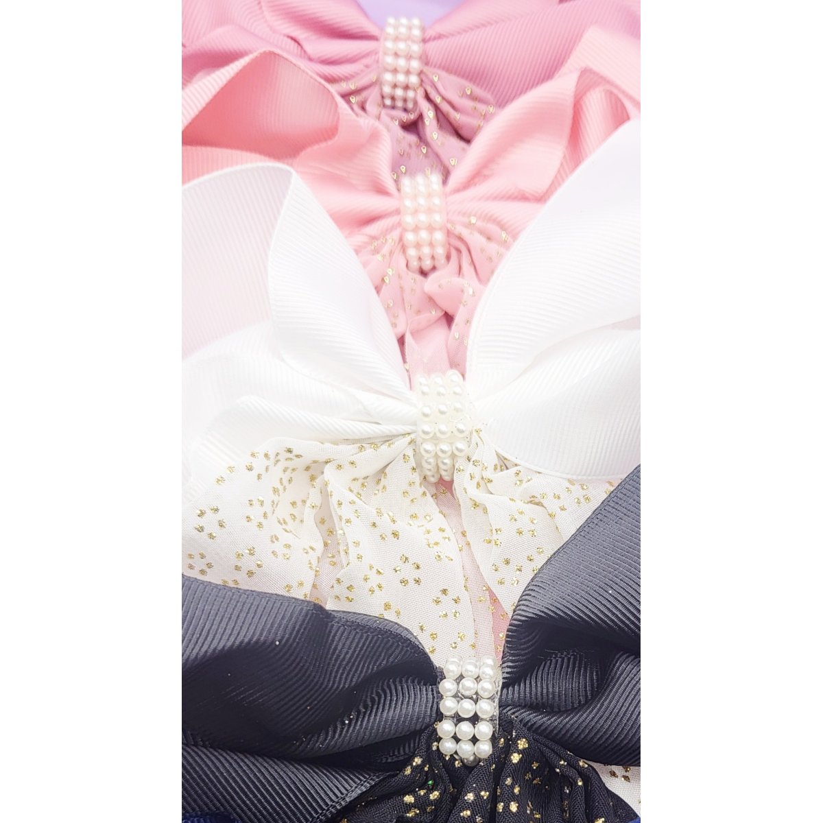 Pearl Hair Bow Clip Slide Pack of 12