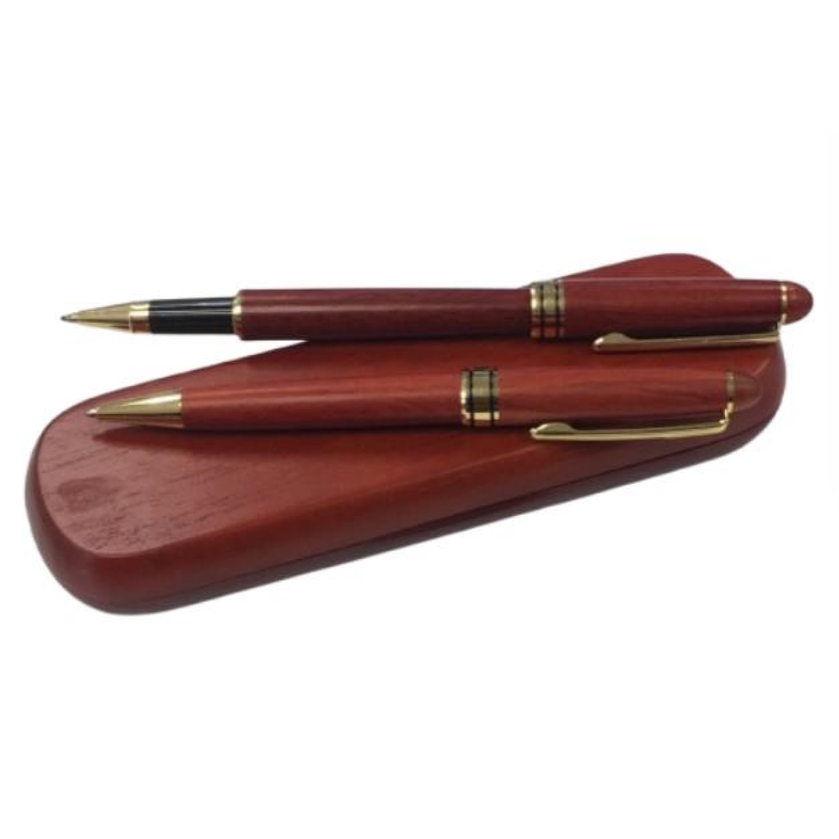 Imperial Wooden Dark Brown Gold Trim 2 Ball Pens IMP356R Gift Set - CLEARANCE NEEDS RE - Refill