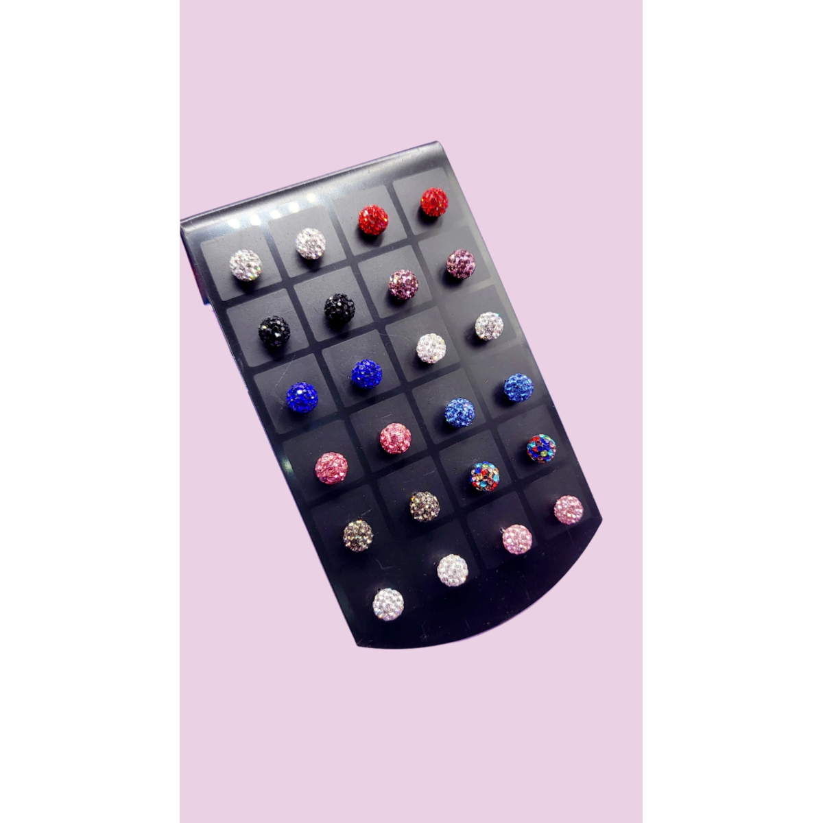 Round Glitter Ball Medium Crystal Earrings Medium Set Of 12