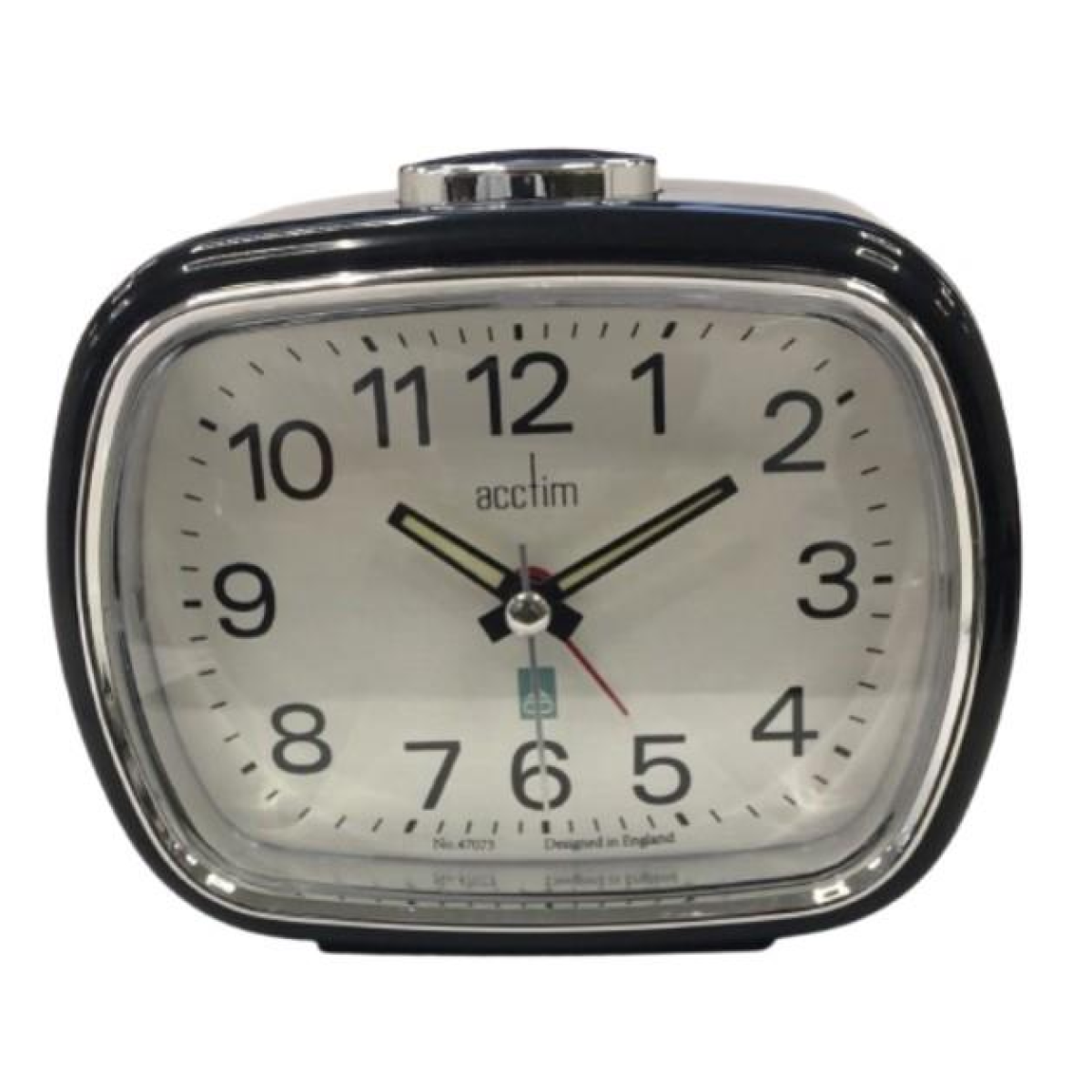 Acctim Camille Analogue Quartz Luminous Hands Chrome Bezel Alarm Clock Black