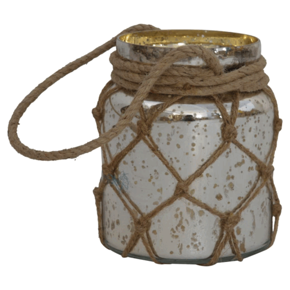 Artisan Furniture Home Decor Accessories - Glass Jar Lantern with Rope