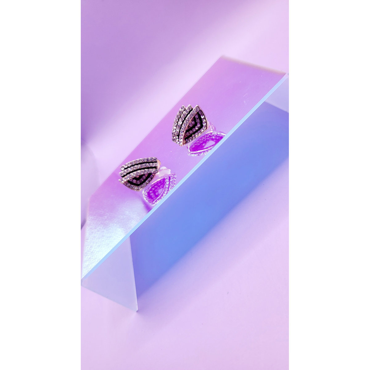 Layered Crystal Non Pierced Clip On Earrings