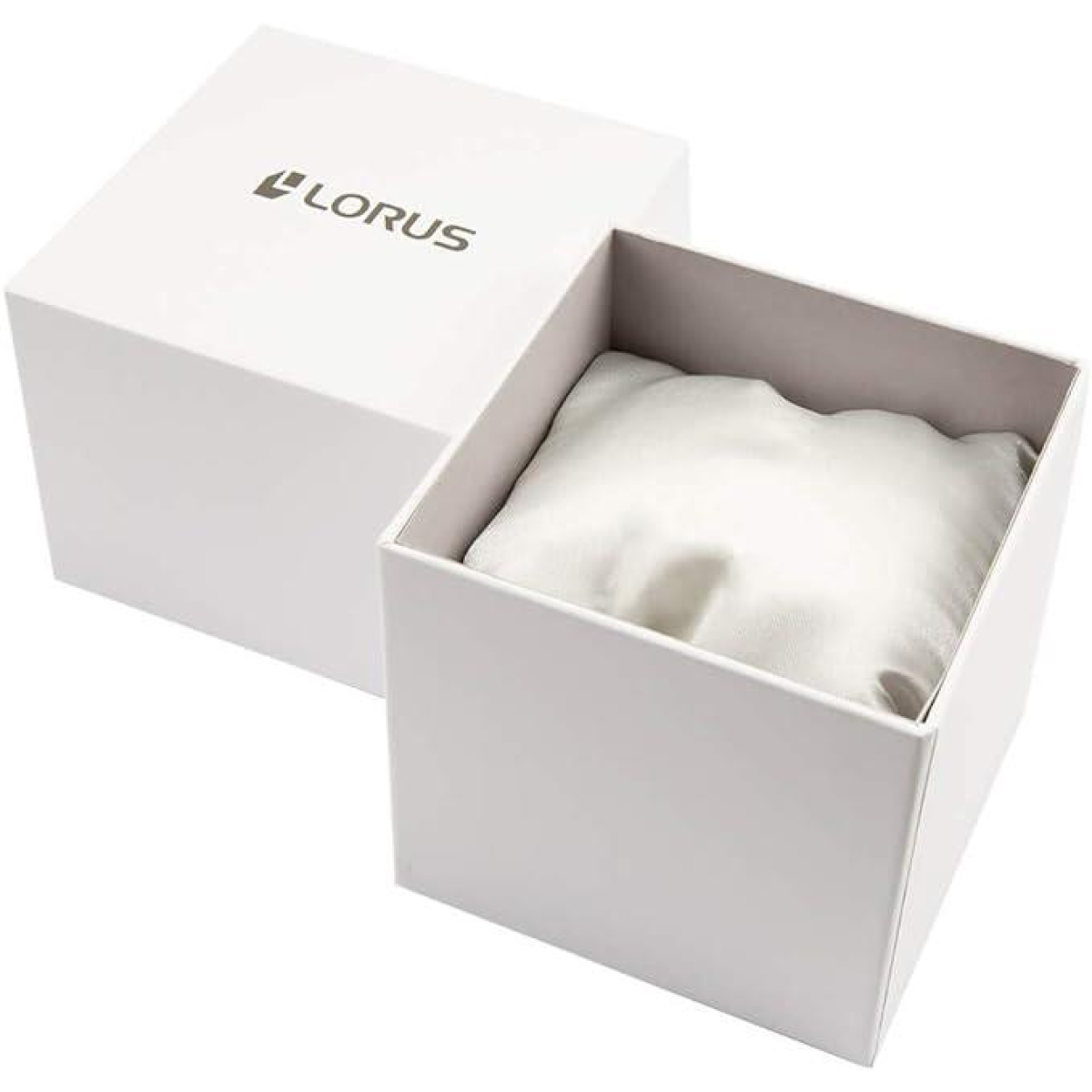 Lorus Mens Date White ‘Moon’Dial Black Leather strap Watch RH937QX9