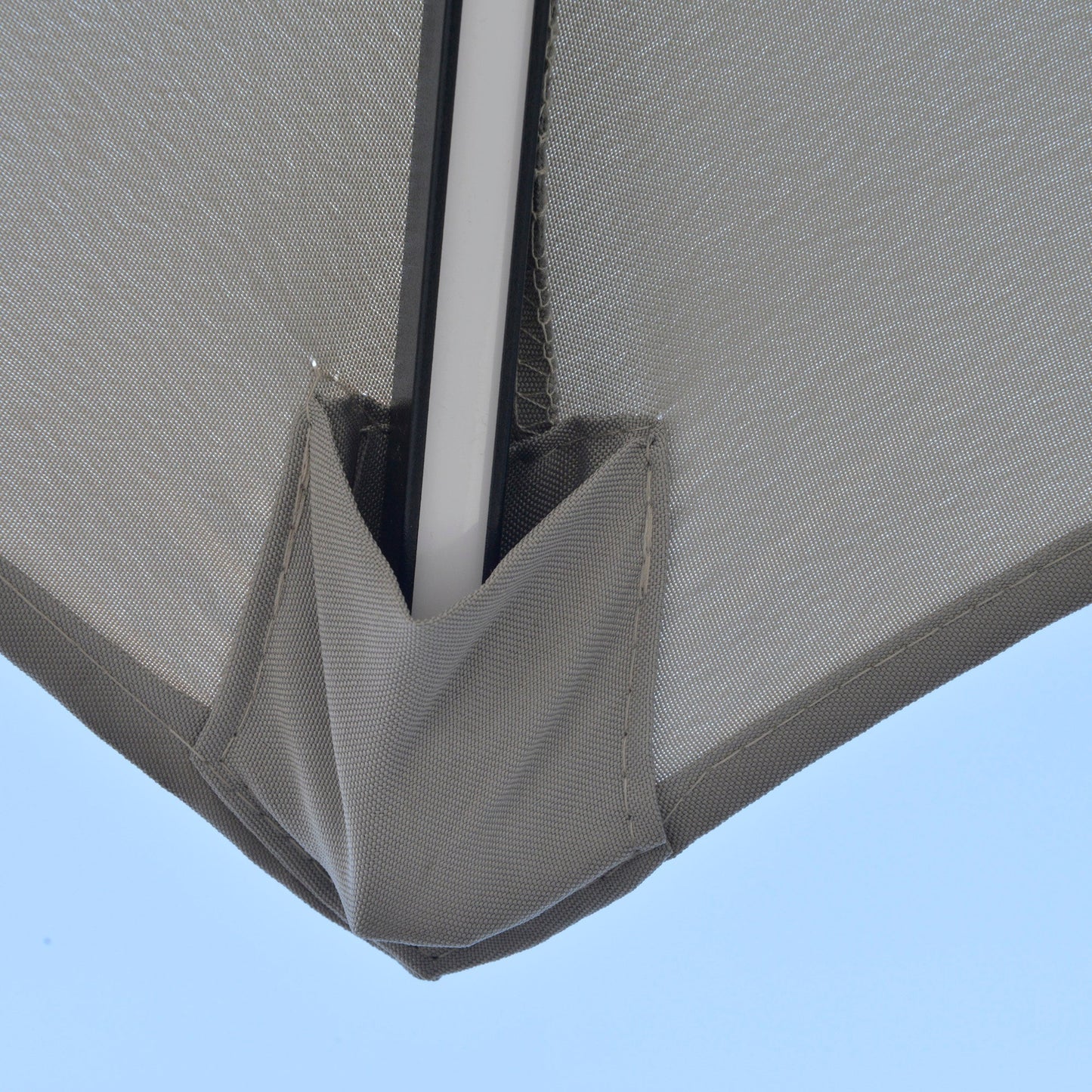 Outsunny 3(m) Cantilever Parasol Hanging Banana Umbrella w/ lights, Light Grey