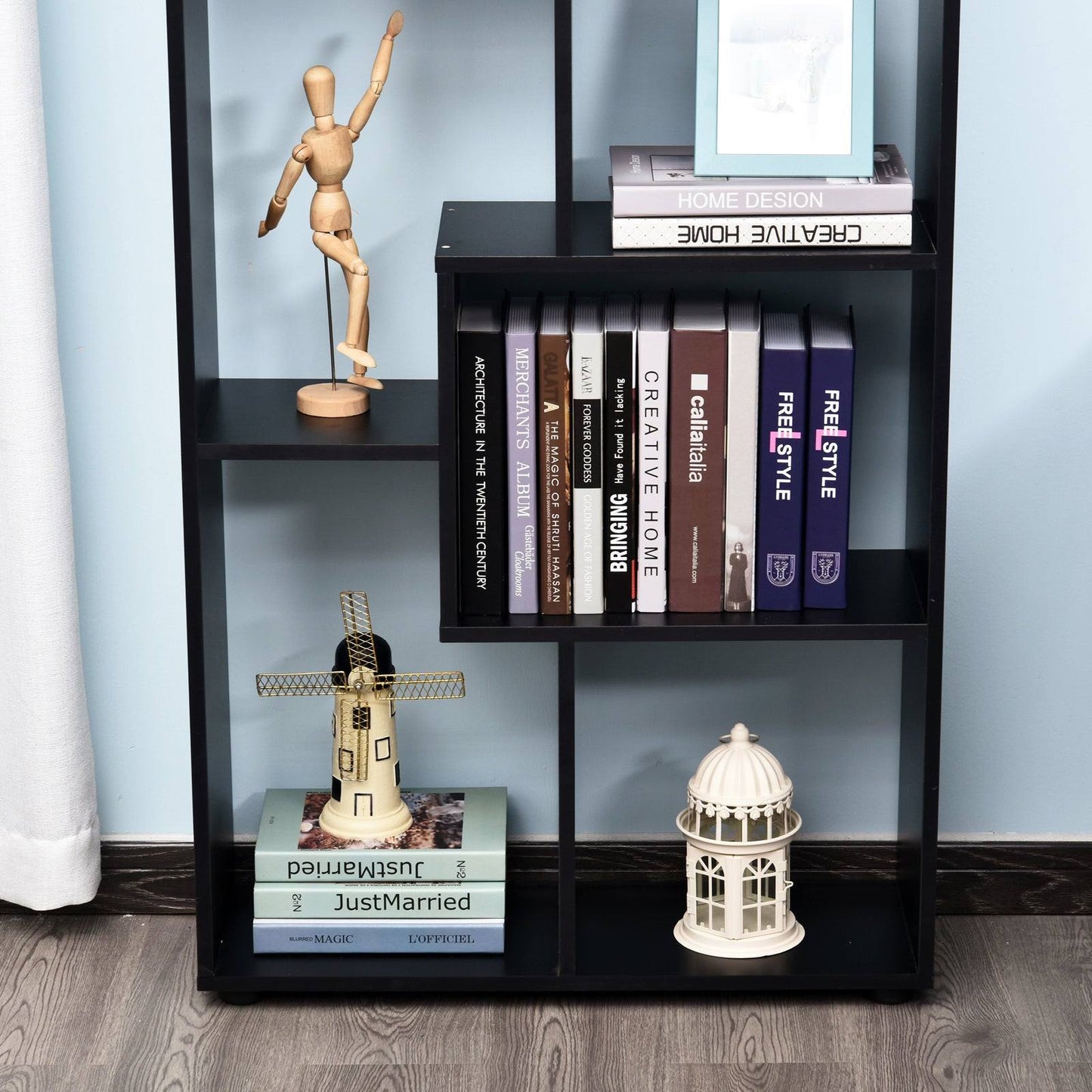 Eight-Section Tall Shelving Unit - Black