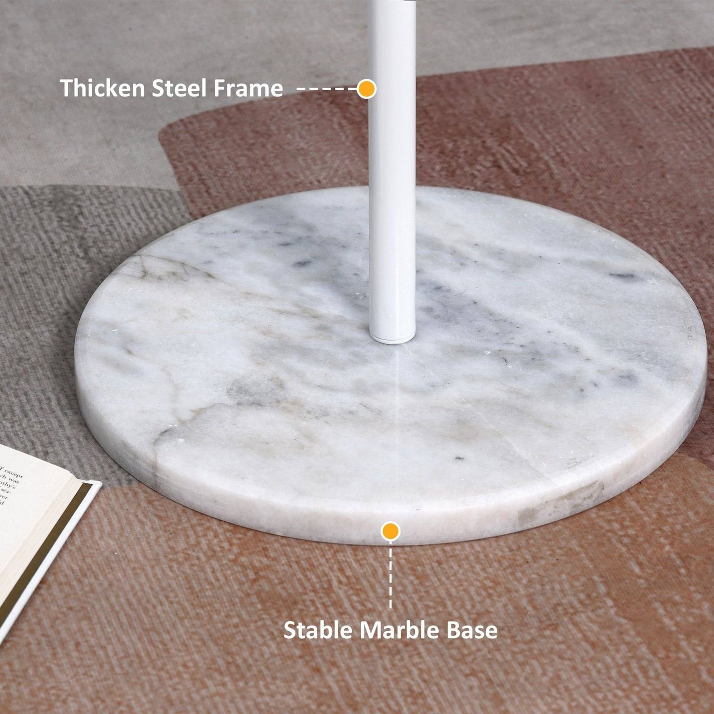 Slimline Metal Coat Stand With Round Hooks - White