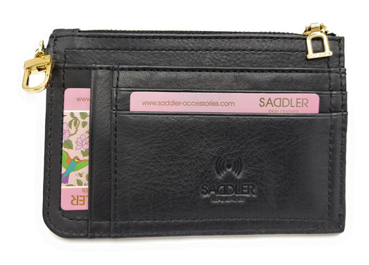 SADDLER PIPER Real Leather Designer Top Zip Card Holder| Gift Boxed