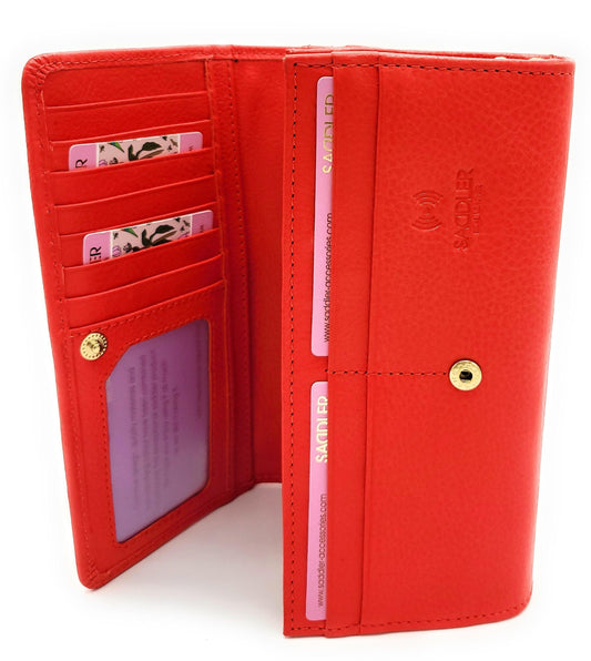 SADDLER BONNIE Real Leather Designer RFID Multi-section Purse  | Gift Boxed