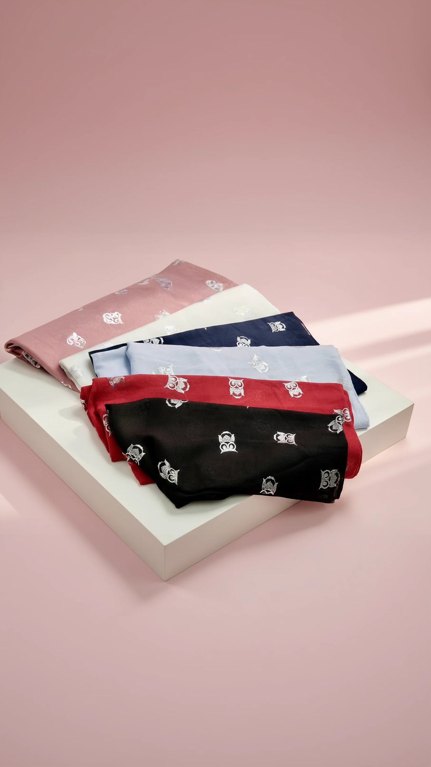 Owl Shimmer Silver Foil Scarf Pack of 12