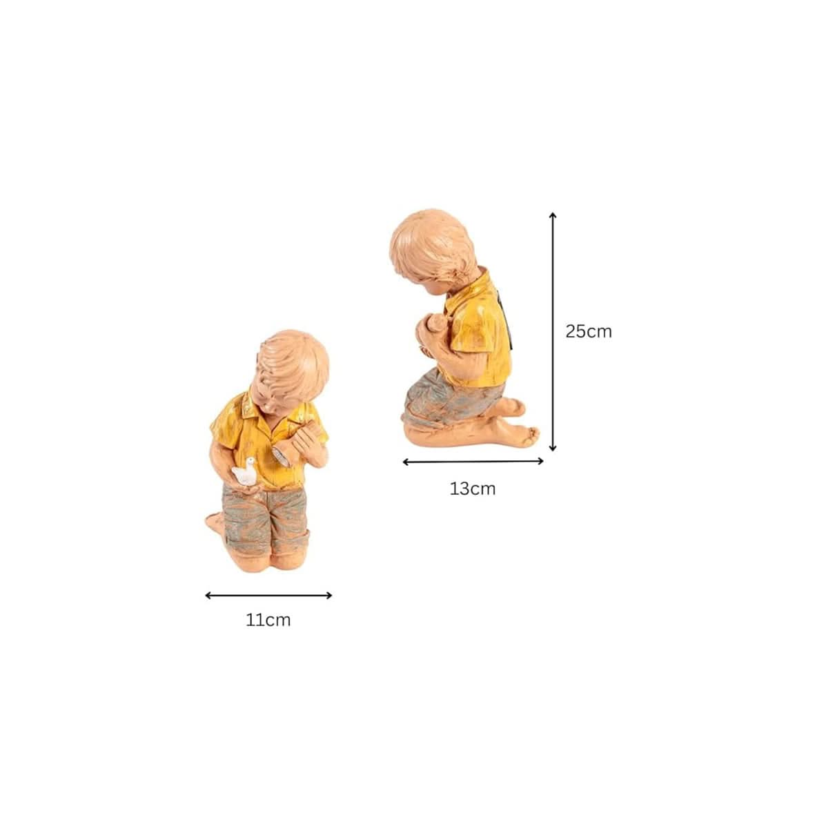 Solar Boy Garden Ornament LED Light Up Flashlight Duck Outdoor Stone Effect