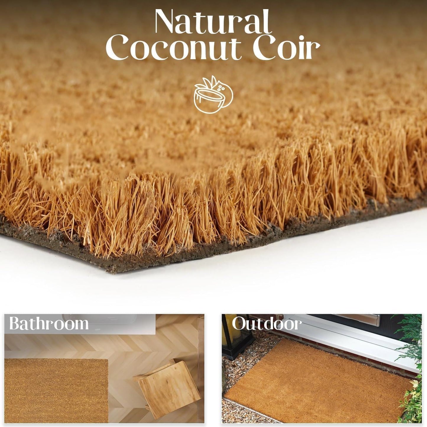 Plain Coir 40cm x 60cm - Brown Home Entrance Door Mat