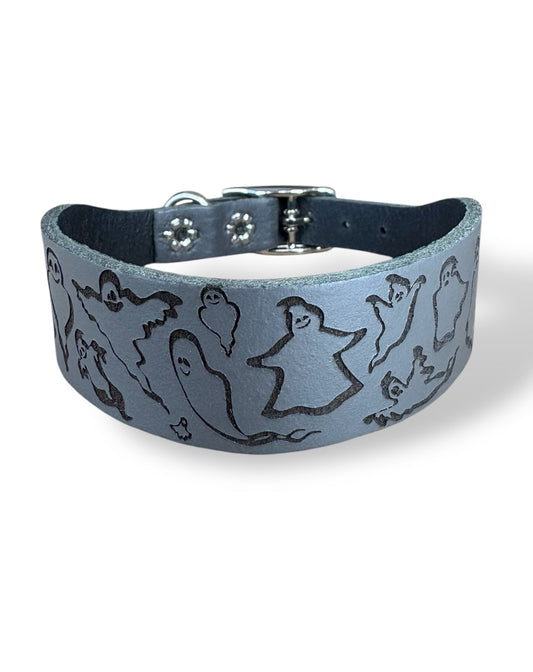 Leather Collar - HALLOWEEN - Ghosties