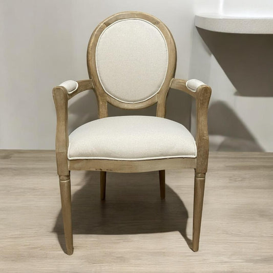 94CM BROWN FRAME LINEN FABRIC LOUIS CHAIR