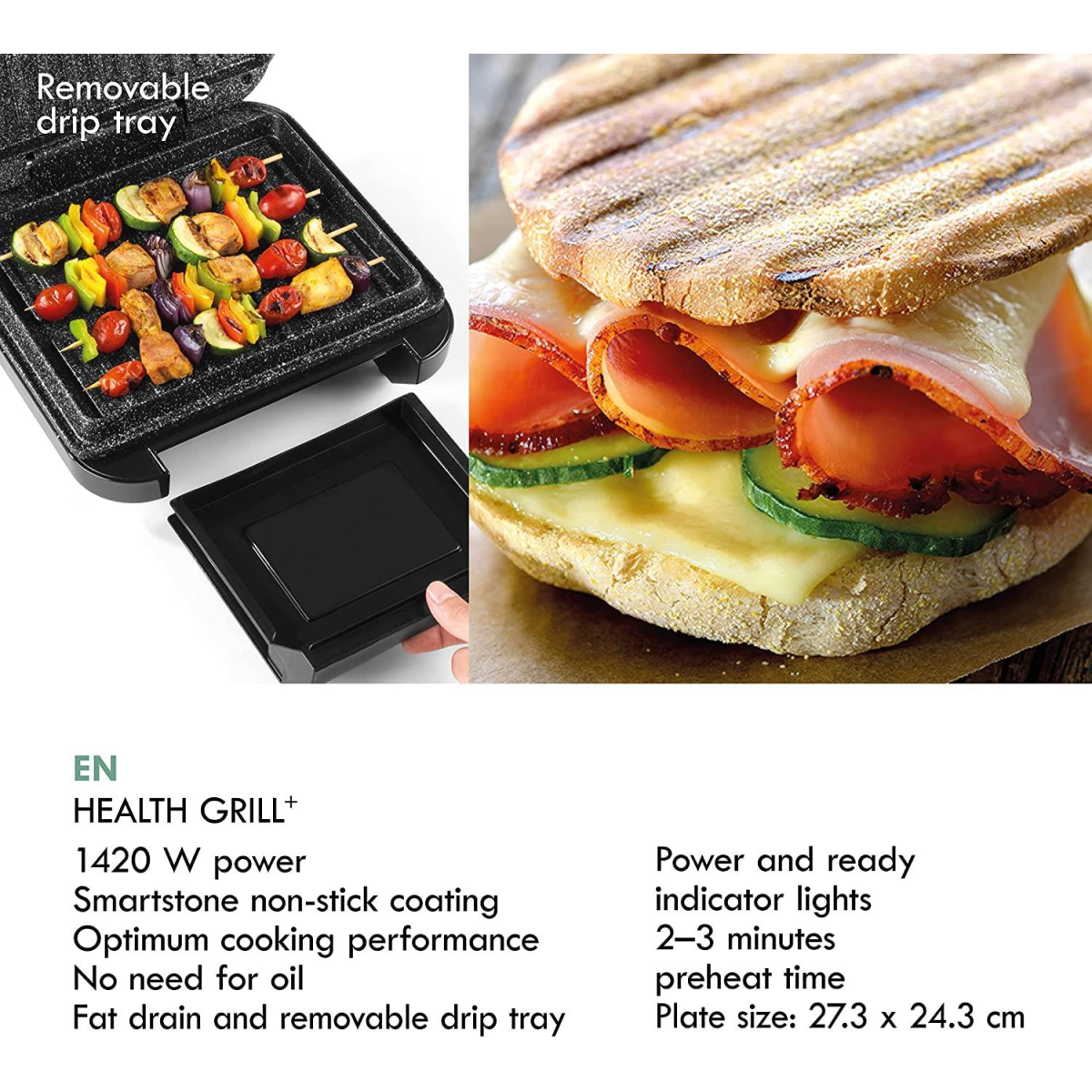 Progress Smartstone Non-Stick Health Grill+ and Panini Press