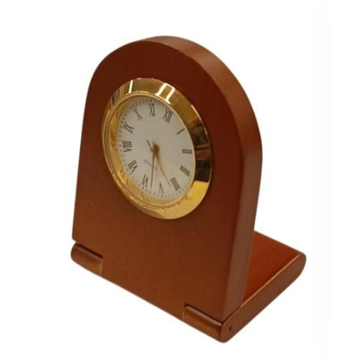 Imperial Desk Clock with Wood Matt Brown Gold Trim Ball Pen IMP69 Clock Gift Set - CLEARANCE NEEDS RE-BATTERY & Refill