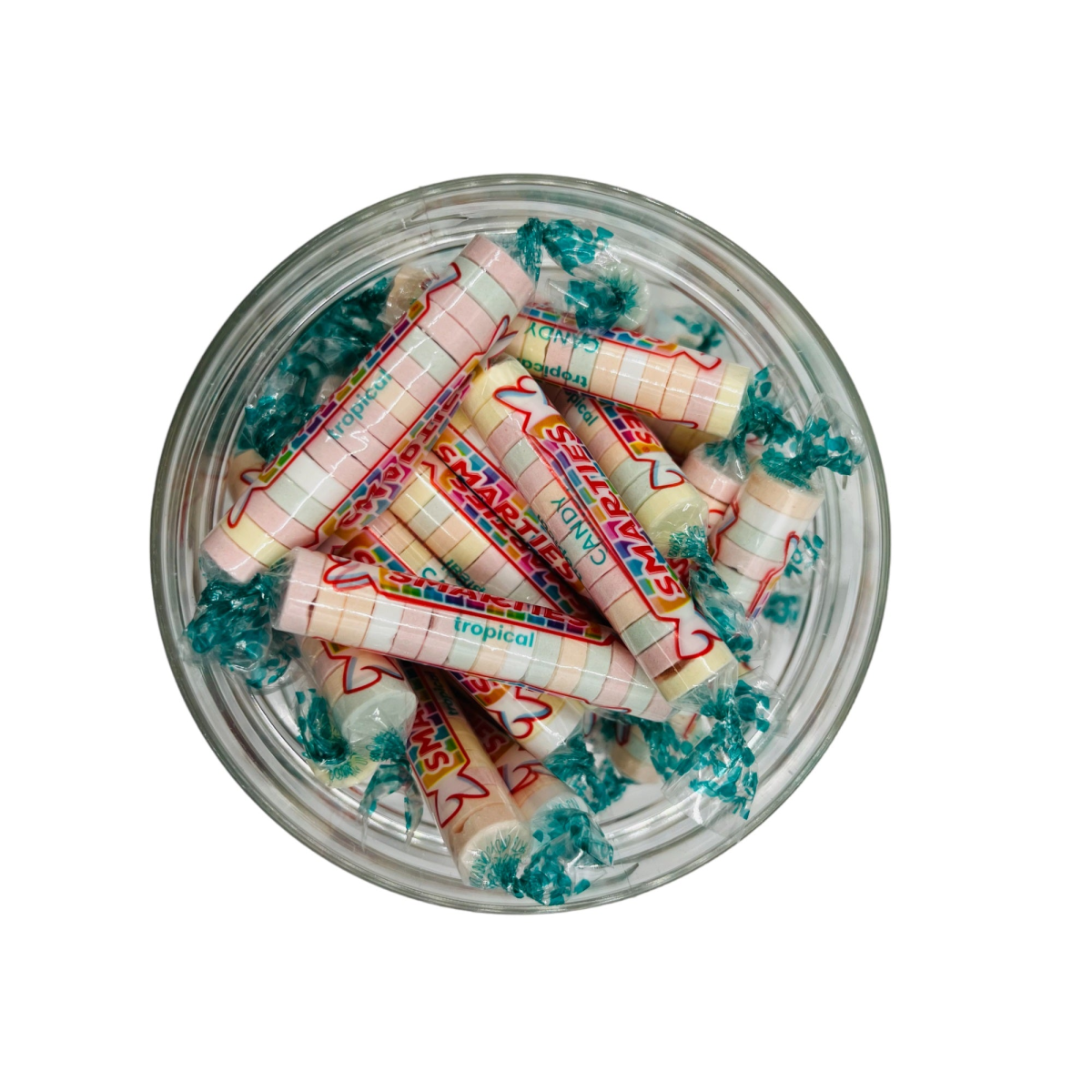 Simway Sweets Jar 555g - Smarties Tropical Rolls - Individually Wrapped American Sweets - Approximately 64 Pieces