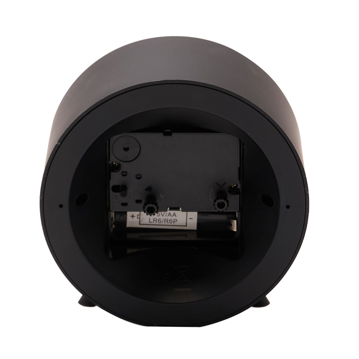 Wm.Widdop Round Alarm Clock Sweep Movement with Feet - Black