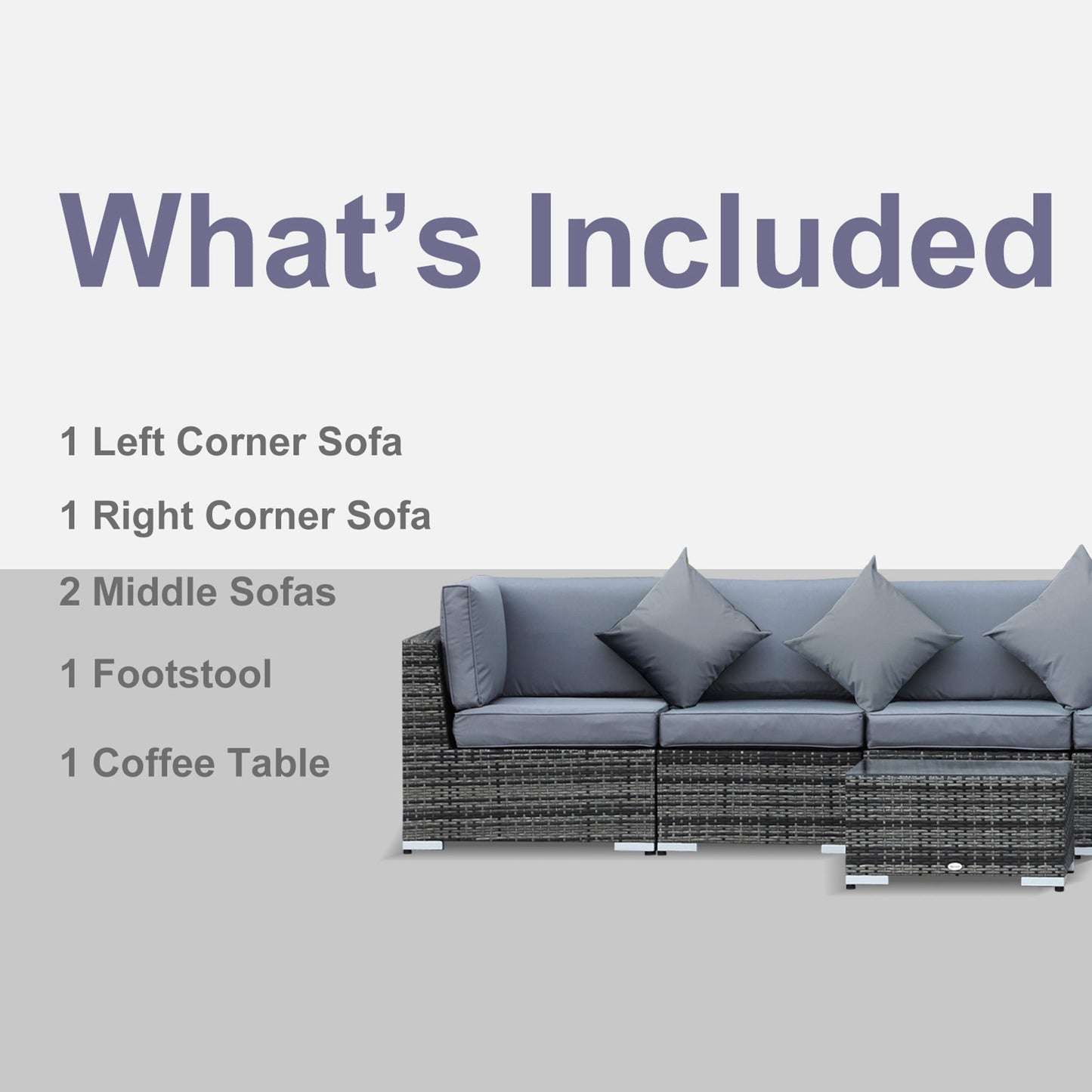 8-Pieces PE Rattan Corner Sofa Set with Thick Cushions
