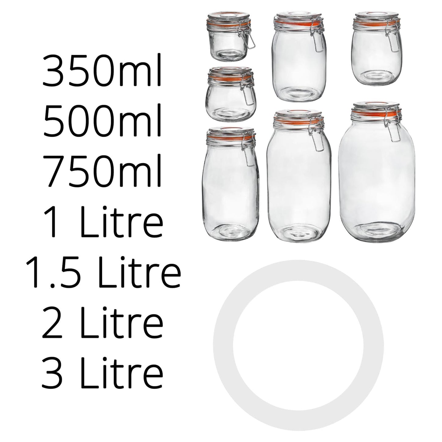 Large Glass Storage Jar Seals - Pack of Six