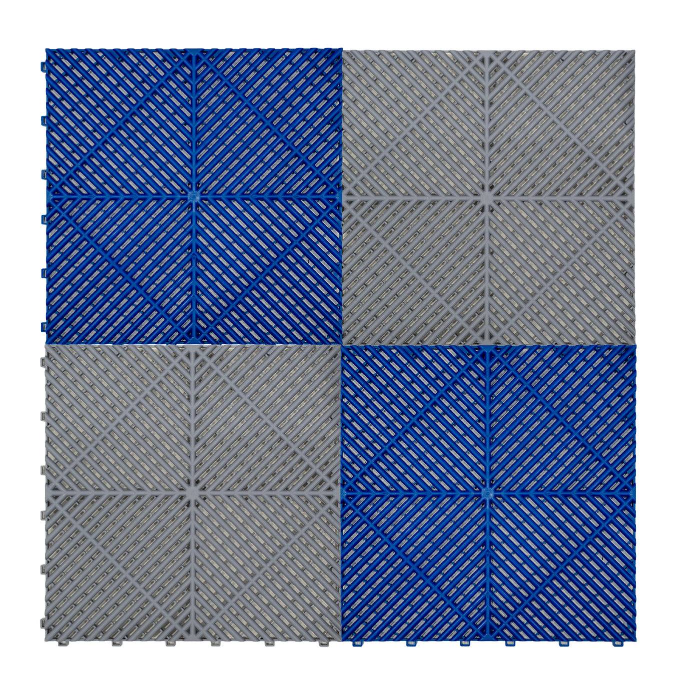 Vented Garage Floor Tiles With Edges 90 Grey & 30 Blue