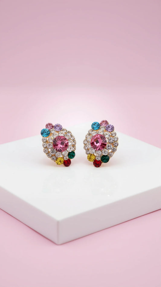 Crystal Cluster Stud Earrings