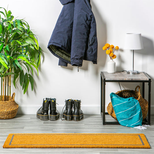 120cm x 40cm Grey Inset Coir Double Door Mat