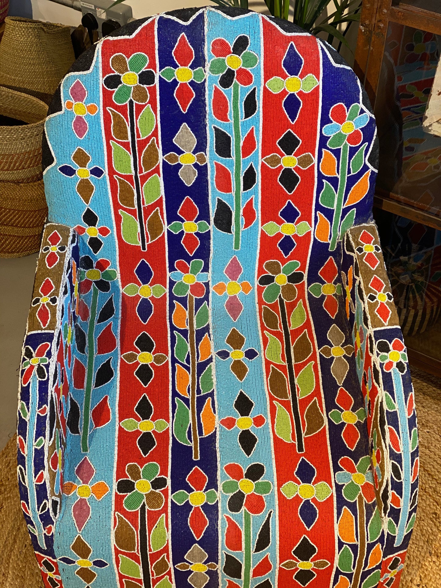 Yoruba Royal Beaded Chair - Floral