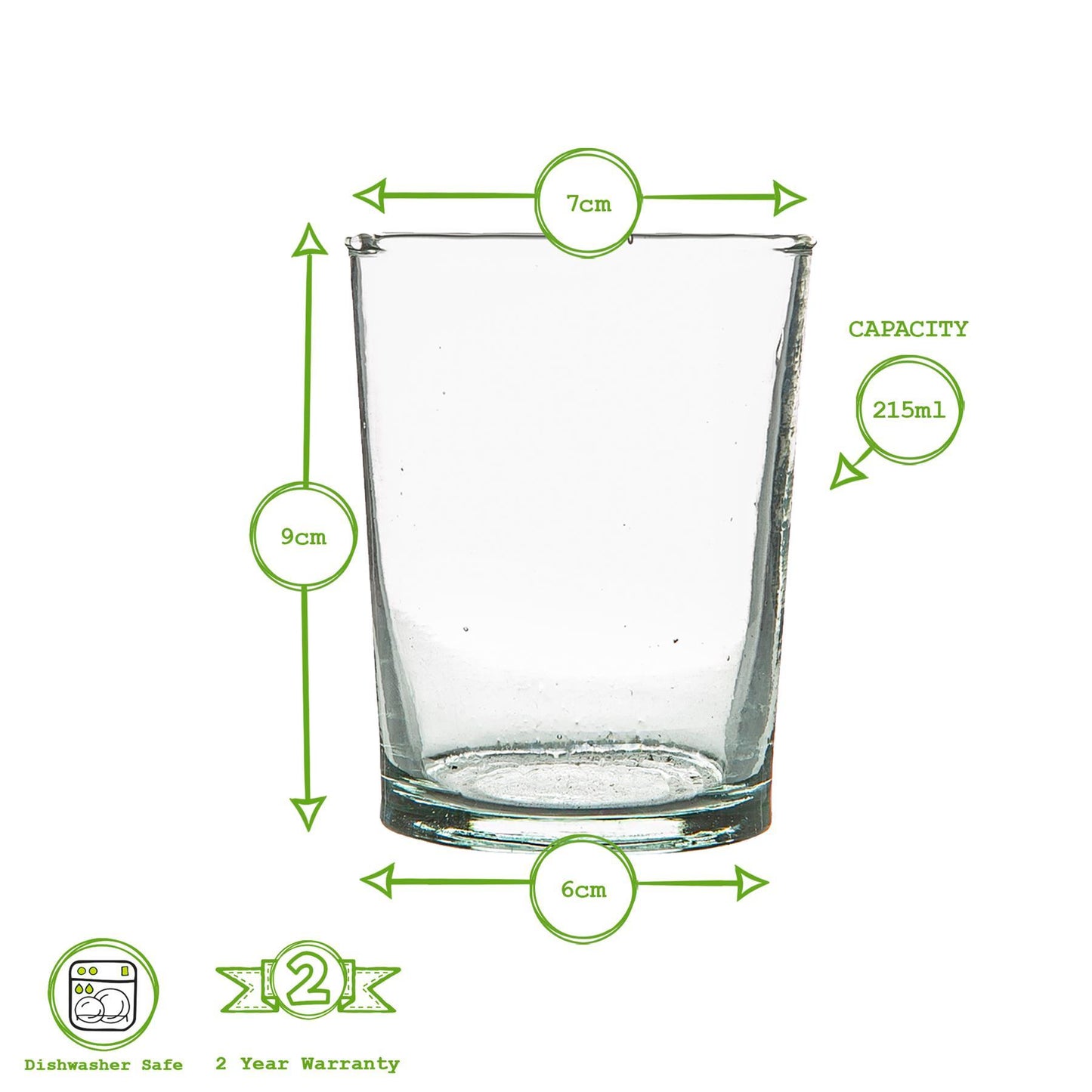 215ml Meknes Recycled Tumbler Glasses - Pack of Six