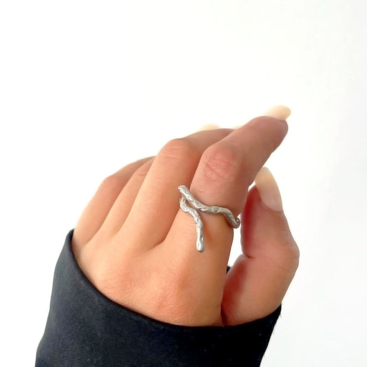 Ezra Silver Abstract Wrap Ring