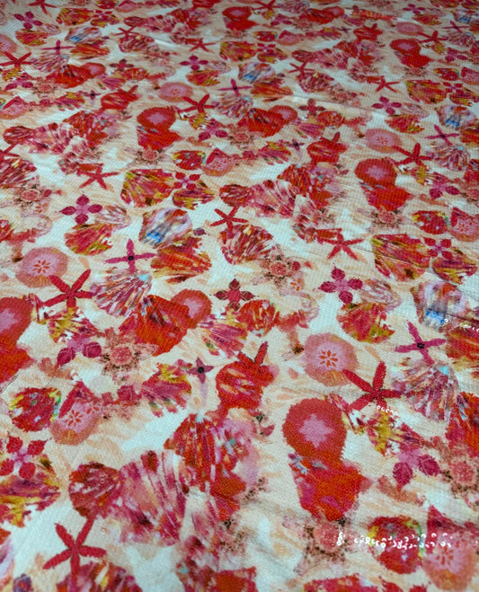 Pink Floral Sequin Fabric for Summer Dresses